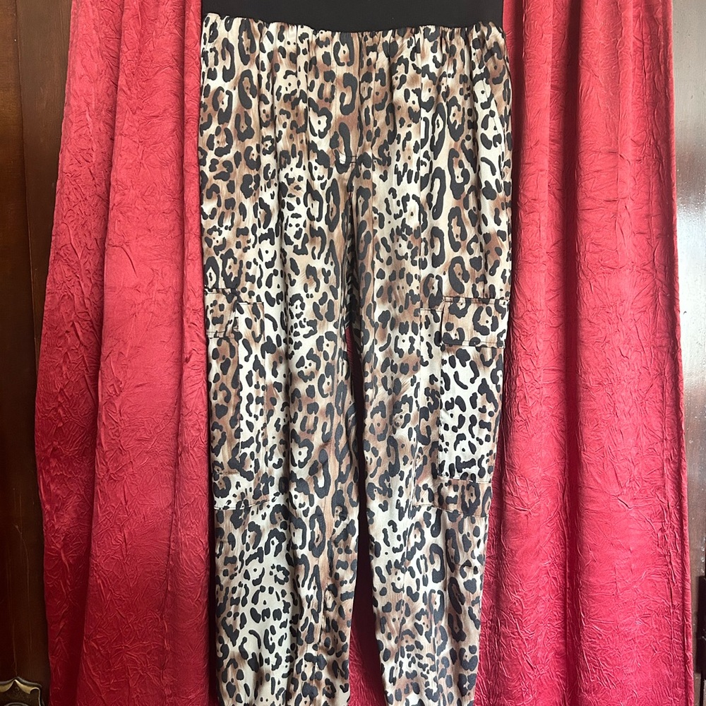 cinq a sept Leopard Print Jogger Pants in Brown and Black